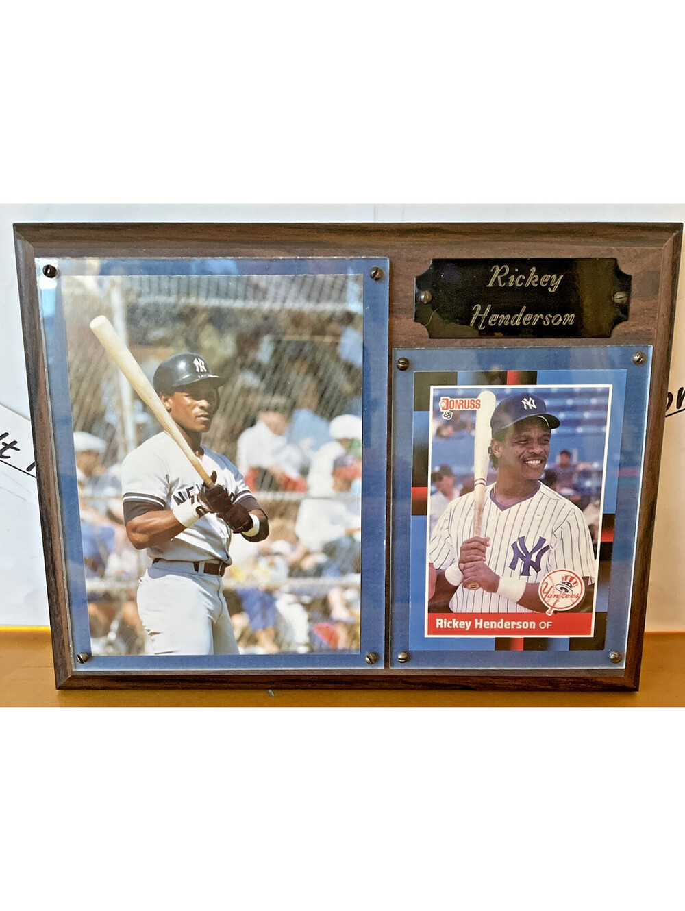 Rickey Henderson NY Yankees Memorabilia Wood Plaque 1988 Donruss Card